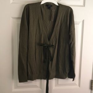 J Crew olive tie cardigan xl